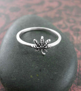 Miniature Cannabis Marijuana Pot Weed Leaf Oxidized Ring | Woot & Hammy